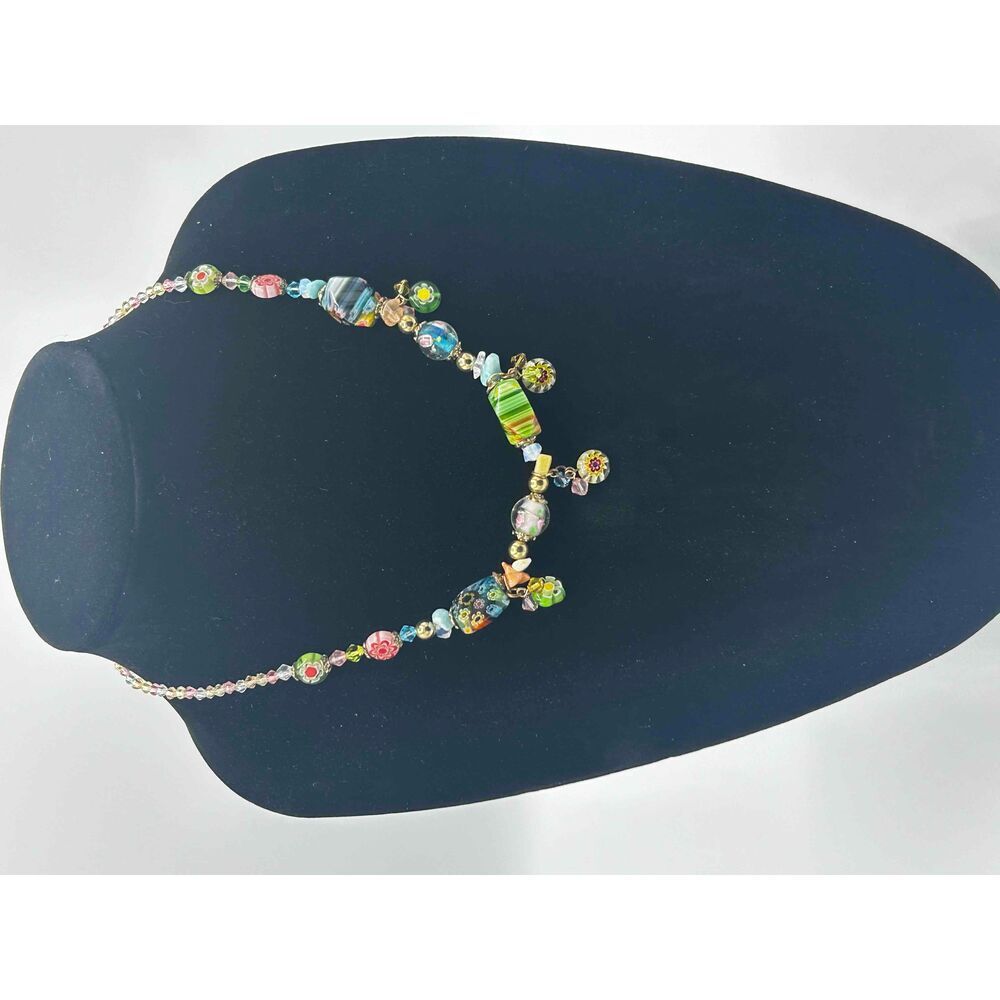 Multicolor Vintage Glass Bead Womens Necklace